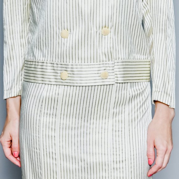 229. VINTAGE ANNA PAOLA 1970s Striped Silk Suit Set - Picture 7 of 12